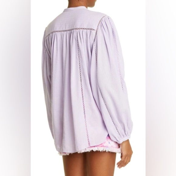 Isabel Marant Etoile Leonard Cotton Line Blouse Lilac NWT - Picture 4 of 12